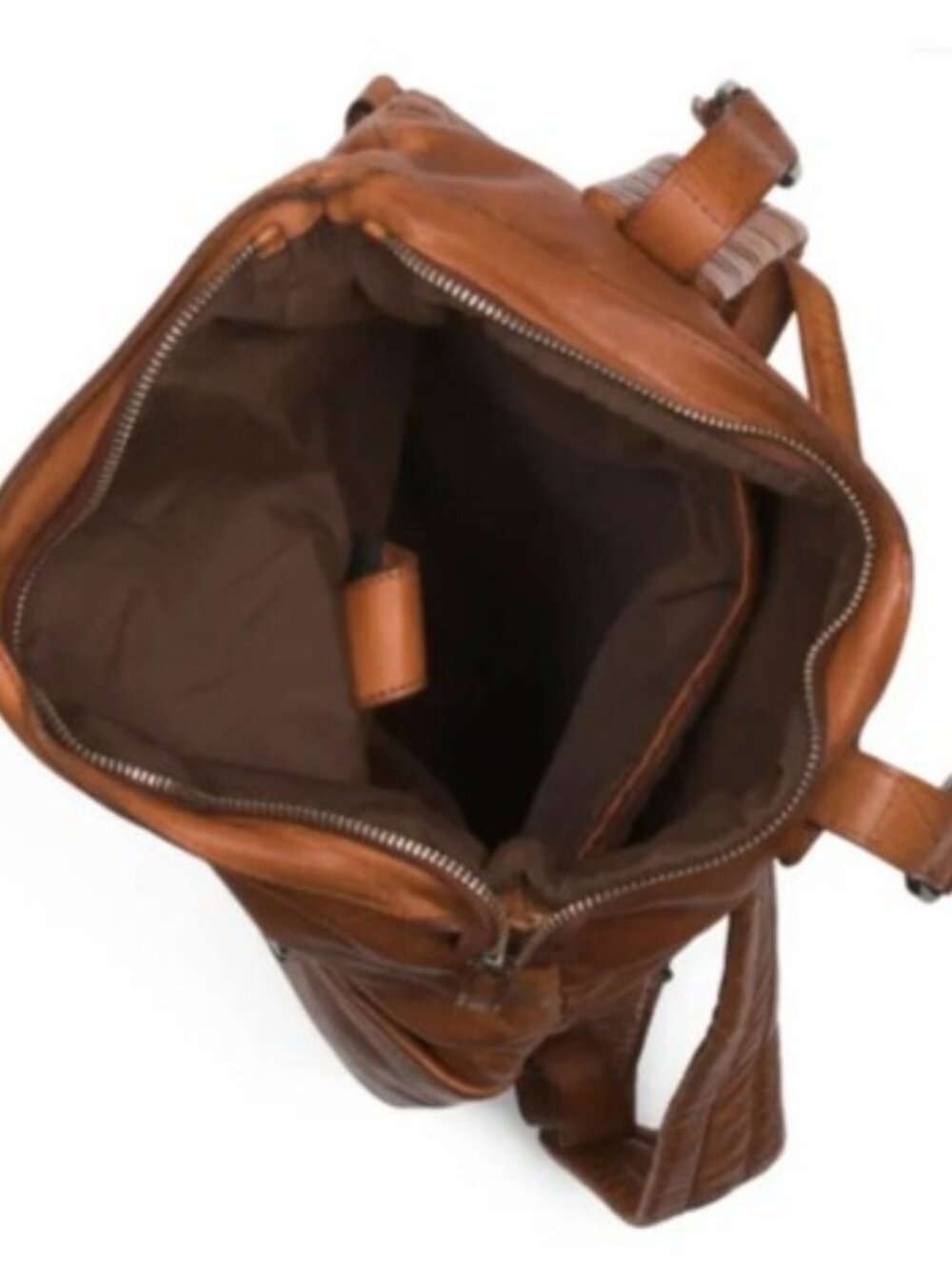 Vilenca Holland Tan Leather Roll-Top Backpack - Picture 3 of 4